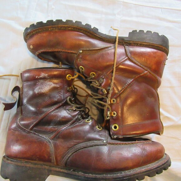 Mens Vintage Leather Moc Toe Work Boots Sz 11 Vibram Soles main image 4
